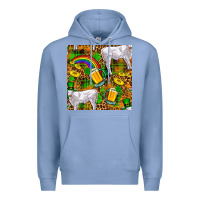 Colony Blue St. Patricks Cow With Rainbow And Beer Seamless Premium Hoodie - FaDigitalArtStudio