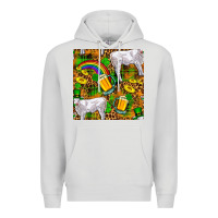Dove Grey St. Patricks Cow With Rainbow And Beer Seamless Premium Hoodie - FaDigitalArtStudio