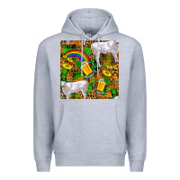 Heather Grey St. Patricks Cow With Rainbow And Beer Seamless Premium Hoodie - FaDigitalArtStudio