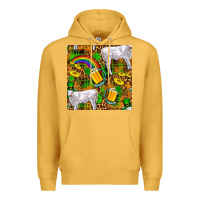 Mustard St. Patricks Cow With Rainbow And Beer Seamless Premium Hoodie - FaDigitalArtStudio