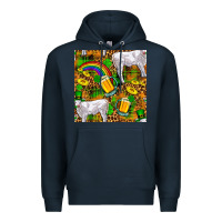 Navy St. Patricks Cow With Rainbow And Beer Seamless Premium Hoodie - FaDigitalArtStudio