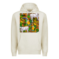 Oatmeal Heather St. Patricks Cow With Rainbow And Beer Seamless Premium Hoodie - FaDigitalArtStudio