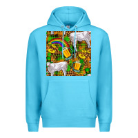 Ocean Blue St. Patricks Cow With Rainbow And Beer Seamless Premium Hoodie - FaDigitalArtStudio