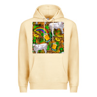 Pina Colada St. Patricks Cow With Rainbow And Beer Seamless Premium Hoodie - FaDigitalArtStudio