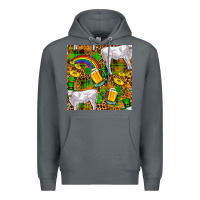Rock St. Patricks Cow With Rainbow And Beer Seamless Premium Hoodie - FaDigitalArtStudio