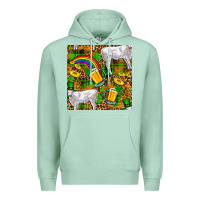 Seafoam St. Patricks Cow With Rainbow And Beer Seamless Premium Hoodie - FaDigitalArtStudio