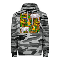 Slate Camo St. Patricks Cow With Rainbow And Beer Seamless Premium Hoodie - FaDigitalArtStudio