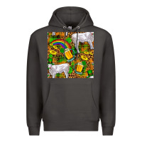 Smoke St. Patricks Cow With Rainbow And Beer Seamless Premium Hoodie - FaDigitalArtStudio