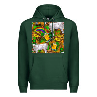 Sports Green St. Patricks Cow With Rainbow And Beer Seamless Premium Hoodie - FaDigitalArtStudio