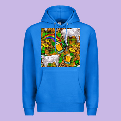 St. Patricks Cow With Rainbow And Beer Seamless Premium Hoodie Designed By Fadigitalartstudio