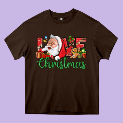 Love Christmas With Santa Heavy Core Tee Designed By Bundleandbundleshop