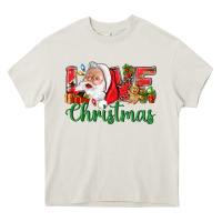 Cream Love Christmas With Santa Heavy Core Tee - BundleAndBundleShop