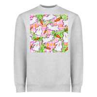 Heather Grey Easter Bunnies With Carrots Seamless Pattern Heavyweight Sweatshirt - BundleAndBundleShop