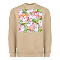 Mushroom Easter Bunnies With Carrots Seamless Pattern Heavyweight Sweatshirt - BundleAndBundleShop