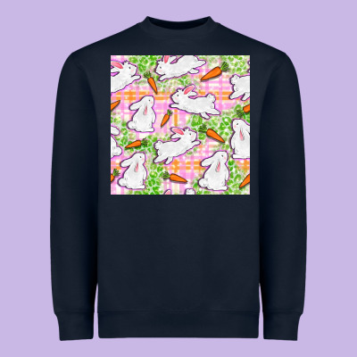Easter Bunnies With Carrots Seamless Pattern Heavyweight Sweatshirt Designed By Bundleandbundleshop