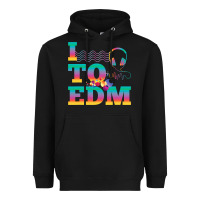 Black i listen to edm rainbow letters dj music gift Heavyweight Hoodie - lanVoArt