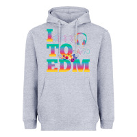 Heather Grey i listen to edm rainbow letters dj music gift Heavyweight Hoodie - lanVoArt