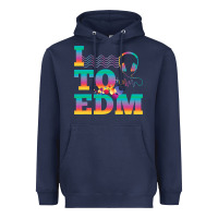 Navy i listen to edm rainbow letters dj music gift Heavyweight Hoodie - lanVoArt