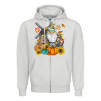 Dove Grey Happy Fall Zipper Hoodie - CowhideDigitalArt