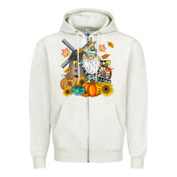 Oatmeal Heather Happy Fall Zipper Hoodie - CowhideDigitalArt