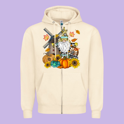 Happy Fall Zipper Hoodie Designed By Cowhidedigitalart