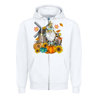 White Happy Fall Zipper Hoodie - CowhideDigitalArt