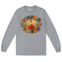 Heather Grey pumpkin season Long Sleeve Tee - CowGirlArtShop