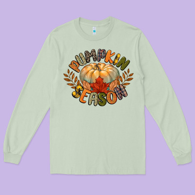 Pumpkin Season Long Sleeve Tee Designed By Cowgirlartshop