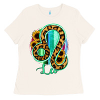 Leo Zodiac Sign Sunflower Leopard Serape Ladies Tee | Teevron