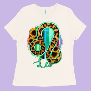 Leo Zodiac Sign Sunflower Leopard Serape Ladies Tee Designed By Ranaportraitstore