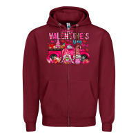 Burgundy Happy Valentines Day Zipper Hoodie - CowhideDigitalArt