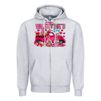 Heather Grey Happy Valentines Day Zipper Hoodie - CowhideDigitalArt