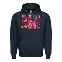 Navy Happy Valentines Day Zipper Hoodie - CowhideDigitalArt