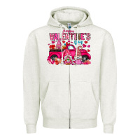 Oatmeal Heather Happy Valentines Day Zipper Hoodie - CowhideDigitalArt