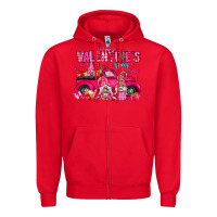 Red Happy Valentines Day Zipper Hoodie - CowhideDigitalArt