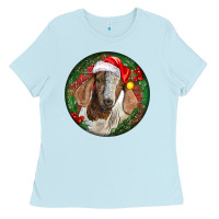 Baby Blue Boer Goat Christmas Ladies Tee - LillyAllenDesigns