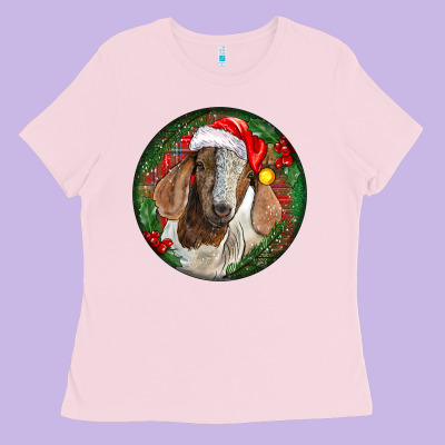 Boer Goat Christmas Ladies Tee Designed By Lillyallendesigns