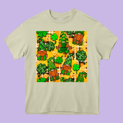 St. Patricks Gnomies Seamless Pattern Heavy Core Tee Designed By Bundleandbundleshop