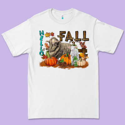 Hello Fall Merino Wool Sheep Premium Tee Designed By Lillyallendesigns