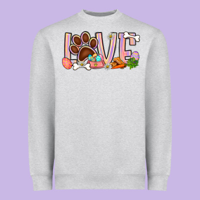 Easter Love Dog Paw Heavyweight Sweatshirt Designed By Bundleandbundleshop