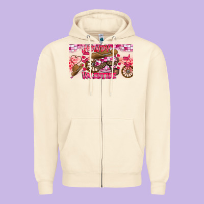 Howdy Valentine Zipper Hoodie Designed By Cowhidedigitalart