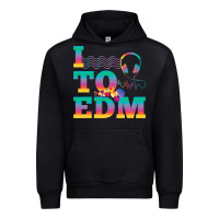 Black i listen to edm rainbow letters dj music gift Urban Hoodie - lanVoArt