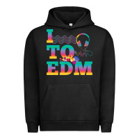 Pigment Black i listen to edm rainbow letters dj music gift Urban Hoodie - lanVoArt