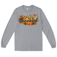 Heather Grey thankful Long Sleeve Tee - CowGirlArtShop