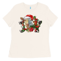 Bone Joy Christmas Goat Ladies Tee - LillyAllenDesigns