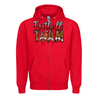 Red football team Zipper Hoodie - CowhideDigitalArt