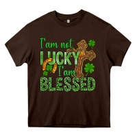 Chocolate Brown I Am Not Lucky I Am Blessed St. Patricks Heavy Core Tee - BundleAndBundleShop