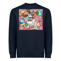 Navy Easter Bunny And Egg With Leopard Pattern Tumbler Heavyweight Sweatshirt - BundleAndBundleShop
