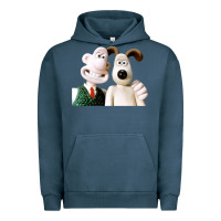 Pigment Midnight Navy the man with his dog taking selfie w.a.l.l.a.c.e Urban Hoodie - lanVoArt