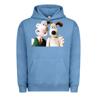 Pigment Pebble Blue the man with his dog taking selfie w.a.l.l.a.c.e Urban Hoodie - lanVoArt